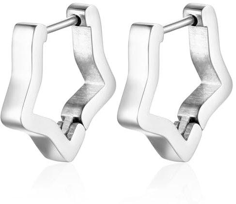 AFCJLTO 2pcs Silber Creolen Ohrringe für Damen, Pentagramm Creolen, Geometrische Pentagramm Ohrringe, hypoallergen, Geschenkidee für Frauen, minimalistischer und modischer, für Frauen Freundin, Silber