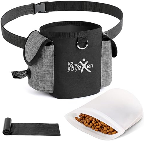 Leckerlitasche für Hunde Bauchtasche Hundetraining mit Hundekotbeutelspender & InnenTasche in Silikon Hundezubehör Leckerlibeutel für Hund mit Verstellbarem Gürtel für Hundefutter Aufbewahrung Gehen