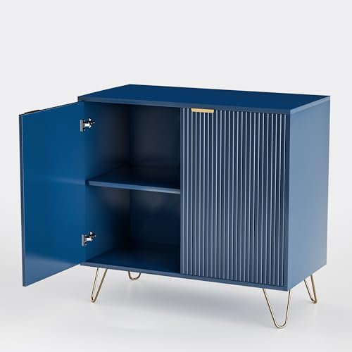 Wnvit - Aparador de comedor con 2 puertas, mueble de almacenamiento de oficina, mueble decorativo de cocina y sala de estar, consola moderna, mueble de bar de café, color azul