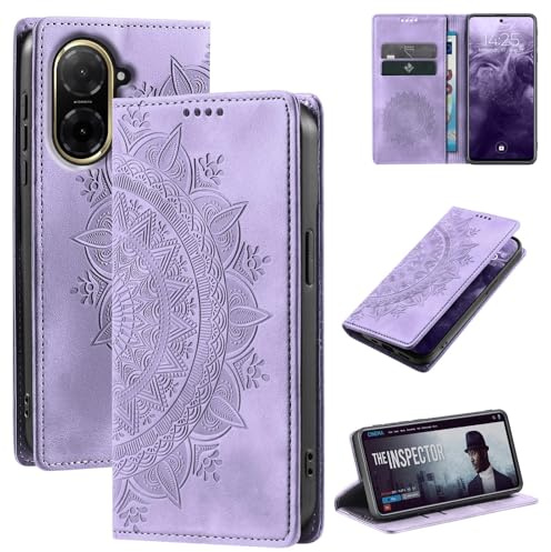 LBH Handyhülle für Xiaomi Redmi A5 Mandala Klapphülle RFID Schutz Kartenfächer Geldfach Design Cover Case Flipcase Violett