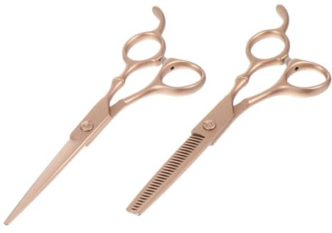 WOFASHPURET 2 Stück Teiliges Friseurscheren Set Haarschneidescheren und Effilierscheren für Professionelle Haarschnitte Leicht für Friseursalons und Zuhause Roségoldenes Design