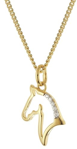 trendor Damen-Halskette mit Pferde-Anhänger 925 Silber Vergoldet 28540 | wunderschönes Schmuckstück für Frauen, modisches Accessoire