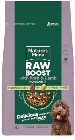 Natures Menu Raw boost No Grain Dry Food for Dogs with Pork and Lamb - 3kg
