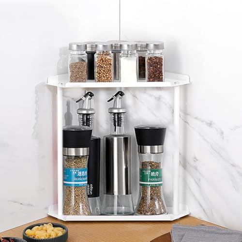 SHBaizoy Doppelschichtiger Küchen-Organizer, Metallregal, für Küchenschrank/Badezimmer/Theken/Utensilien, Weiß