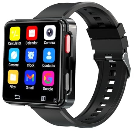 Smartwatch für Herren, 4GB+128GB Android 11 Smart Watch mit SIM-Kartensteckplatz, 2,65'' Großer Bildschirm GPS-Smartwatch, 8,0 MP Dual Kamera, Fitness-Tracker Sportuhr mit 1200 mAh WLAN 4G LTE