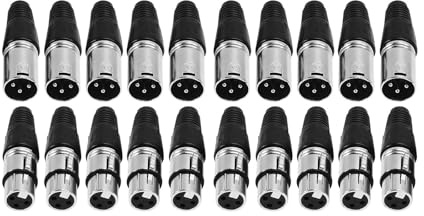 Hellery Connettori per Cavi Microfonici, Connettori Audio per Microfoni, Parti di Ricambio, Connettore XLR a 3 Pin (Maschio/Femmina), Adattatore XLR per La Re, Argento 20 Pezzi