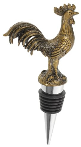 DECOMELODY Metal Rooster Wine Bottle Stopper, Reusable Vintage Rooster Head Cap, Sealed Wine Plug for Party, Bar, Christmas and Home Use