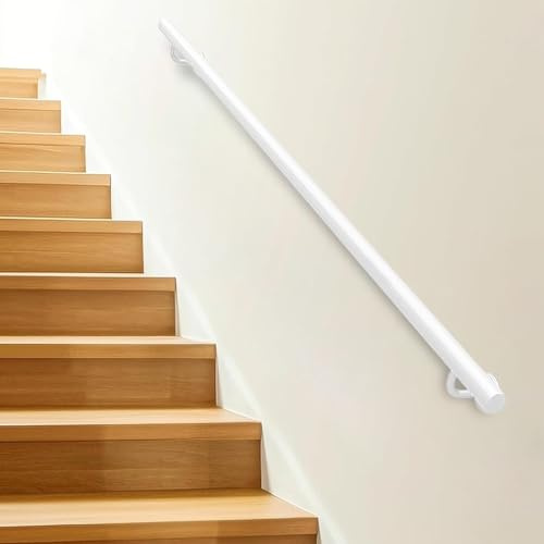 Corrimano bianco per scale interne 1m 1.5m 2m 3m 4m 5m 6m Moderno corrimano di sicurezza - Barra di sostegno in metallo bianco ferro battuto per soppalco, terrazza, corridoio(570cm)