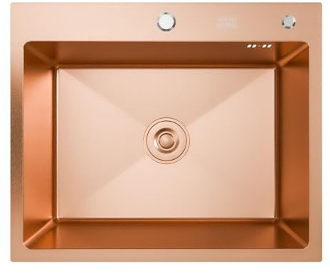 ANW HOME Fregadero Cocina 1 Seno 60x50 cm, Oro PVD