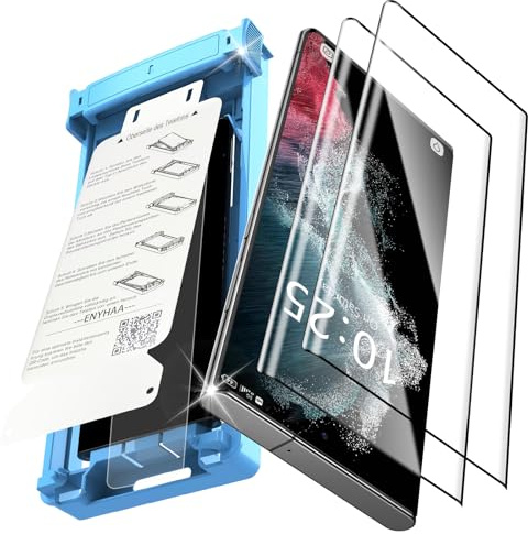 [3 Stück Klarer Displayschutz für Samsung Galaxy S22 Ultra, Staubfreie Ausrichtung, Blasenfrei, Einfache Installation, 3D-Gebogene Vollabdeckung Nicht Glas Unterstützt Fingerabdruck