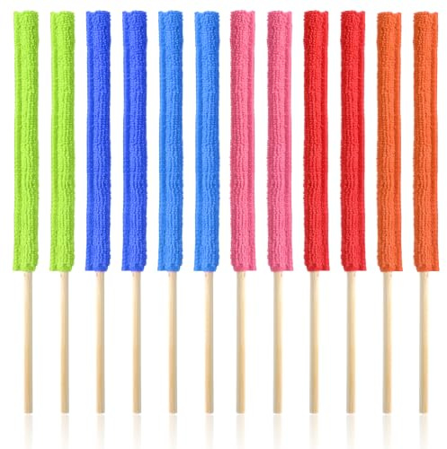 12Pcs Microfiber Duster Detail Duster Sticks, Mini Blind Cleaner Dusters Crevice Cleaning Tool for Car Vent Cleaner, Split Cleaning Kit Fan Blade Cleaners Dusters for Home Window The Smallest Spaces