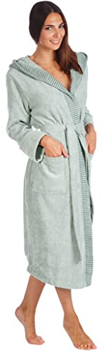 Egeria Benny gravel Damen Bademantel Kapuze M 100% Baumwolle
