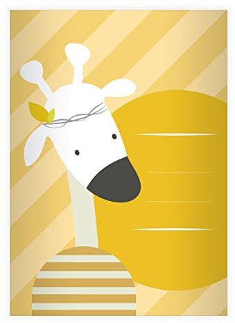 Kartenkaufrausch 2 Lustige Streifen DIN A5 Schulhefte, Schreibhefte mit Giraffe als Indianer in gelb Lineatur 2 (liniertes Heft)