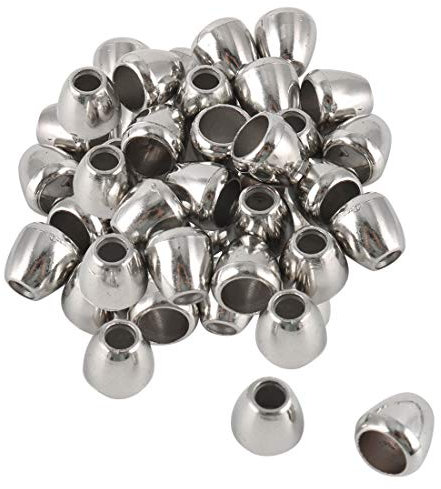 sourcing map 50 stücke Kunststoff Glocke Enden Stopper Schnur Seil Enden Schlösser Lanyard Glocke Form Verschluss für Rucksack Riemen Zubehör, Silber Ton