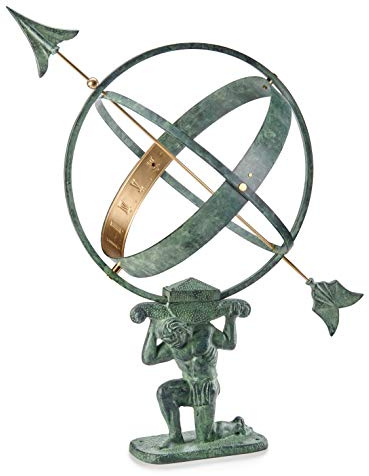 28 Verdigris Atlas Armillary Sundial with Brass Accents by Good Directions
