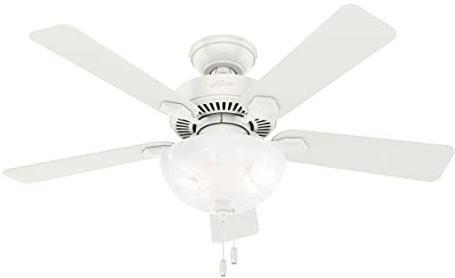 Hunter Fan Company, Swanson 50905, ventilador de techo blanco fresco de 44 pulgadas con kit de luz LED y cadena de tracción
