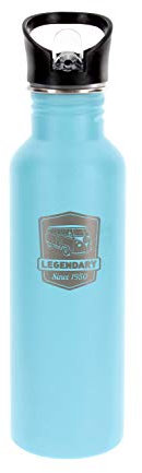 BRISA VW Collection - Volkswagen Stainless Steel Drinking Bottle with Lettering & Vintage Logo in T1 Bus Design (750 ml/25.4 fl oz/Vintage Logo/Turquoise)