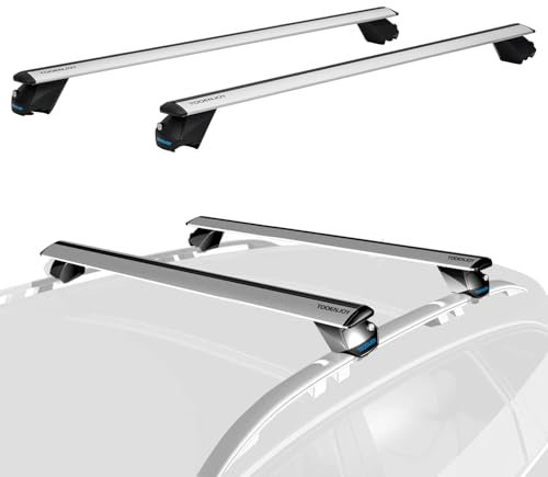 COWVIE Barres transversales universelles de 123 cm en Aluminium avec serrures à clé entièrement assemblées - Argenté – Convient aux Rails latéraux surélevés