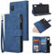 Fatcatparadise Coque pour Samsung Galaxy A10 / M10 [avec Verre Trempé], PU Cuir Flip Housse Magnétique Étui Cover Wallet Portefeuille Support avec Six Porte-Cartes Pochettes Case (Bleu)