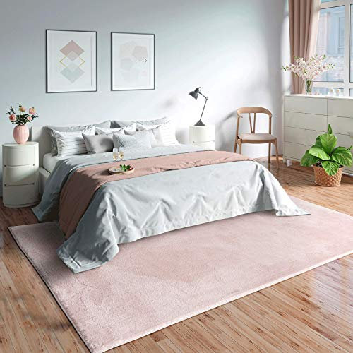 Mia's Teppiche Olivia Wohnzimmer/Schlafzimmer Teppich - waschbar - 160x220 cm, Rosa