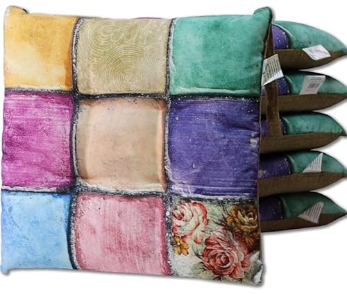 HABITA 33 HOME Cojines para Sillas de Cocina – Set de 6 (40x40x5 cm) – Diseño Acolchado con Lazos – Estampados Variados – Comodidad y Estilo – Fabricación Italiana (Piastrellato)