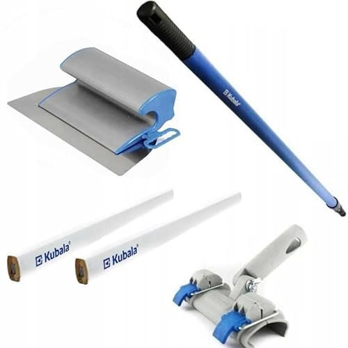 KUBALA PROFI SET - Flexible flächenspachtel edelstahl mit aluminium teleskopstange und stielaufnahme für spachtel - MADE IN EU