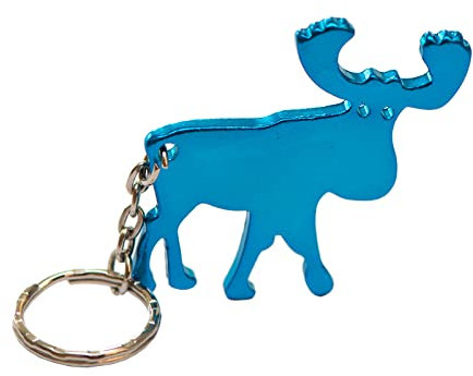 Schlüsselanhänger Flaschenöffner türkis metallic Elch