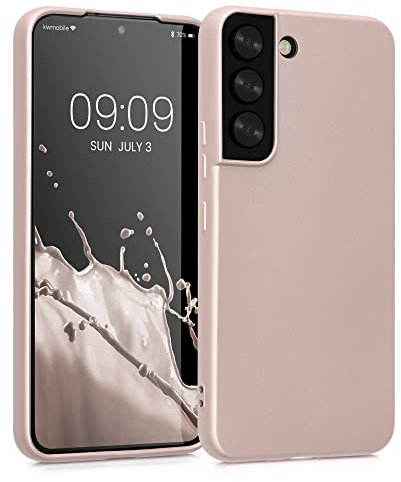 kwmobile Case kompatibel mit Samsung Galaxy S22 Hülle - Schutzhülle aus Silikon metallisch schimmernd - Handyhülle Metallic Gold