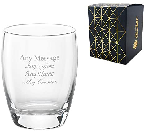 Bicchiere curvo con incisione personalizzabile, Bicchieri Acqua, 300 ml, con confezione regalo