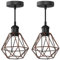 ledscom.de 2 Stück Vintage Pendelleuchte RETRA, schwarz, E27 Fassung, Käfig-Schirm, bronze
