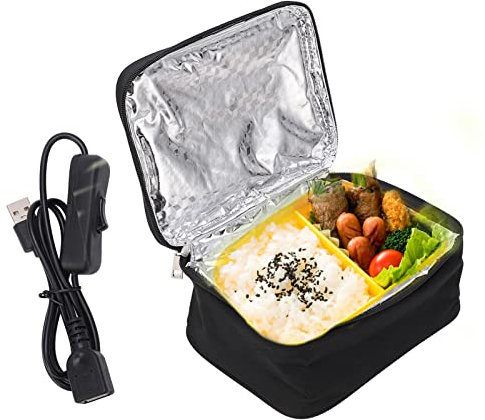 Naudeco Lunch Bag Forno Portatile Ricarica USB Microonde Fodera in Alluminio Box Panno Oxford Forno Portatile con Manico per Auto da Viaggio a Lunga Distanza
