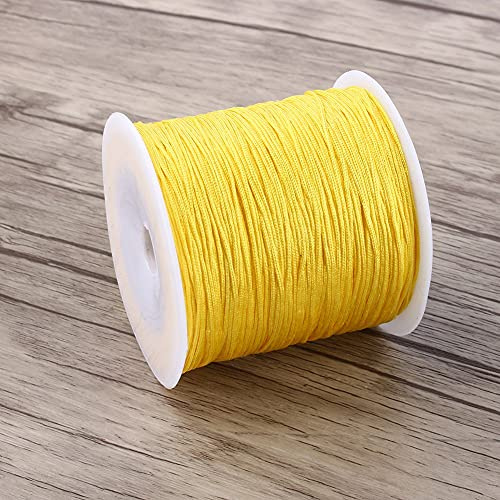 Nylonschnur, 100 m x 0,8 mm Gelb Nylonschnur Satinschnur Chinesischer Nylonknoten Rund Schnur Perlenschnur Regenbogen für DIY Handwerk Schmuckherstellung Halsketten
