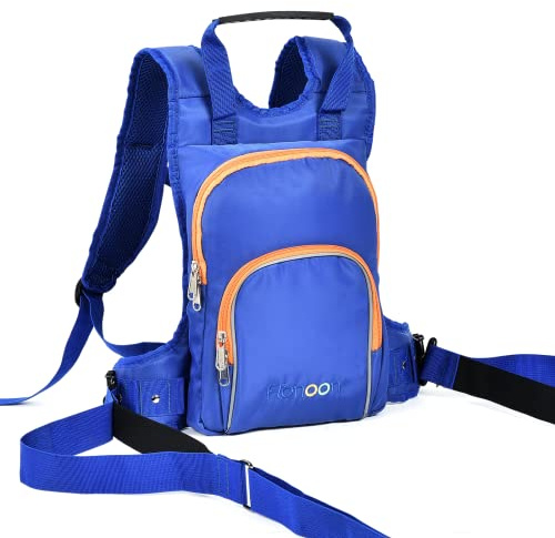 UTEBIT Flonoon Safety Belt for Children,with Backpack and Shock Absorbing Leashes, Ski Harness for Kids Pull Harness Ski Belt Learning Aid Ski Trainer Horse Lead Blue