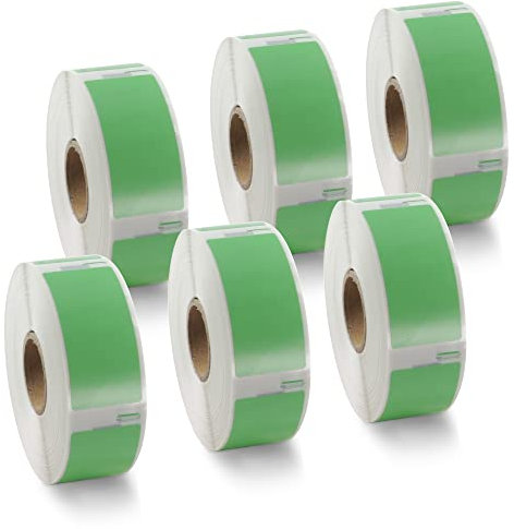 BETCKEY - 6 Rollen Grün Adressetiketten Kompatibel mit DYMO 11352(S0722520), 25mm x 54mm, 3000 Farbige Etiketten für LabelWriter 450, 4XL NICHT passend 550 oder 5XL