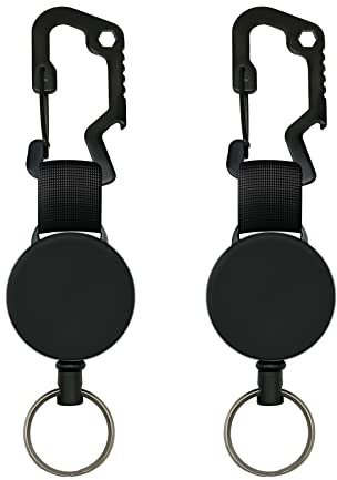 LOUIKAY Schlüsselanhänger Einziehbarer, Schlüsselrolle Jojo, Schlüsselband mit Karabiner, Ausziehbarer Ausweishalter Schlüssel Zipper und Ski Karten Halter für Hose und Gürtel (Bis zu 63 cm)