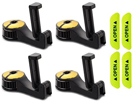 4 Stücke Kopfstützenhalterung Auto Haken, Hitopin 2 in 1 Auto Kopfstütze Haken, Universal Auto Organizer Auto Rücksitz Kopfstütze Halter, für Suspension Handtaschen, Geldbörsen, Stoff (Golden)