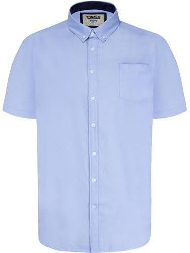 D555 Men's Plus Size James Basic Oxford Short Sleeve Shirt in 5 Colours 2XL to 6XL