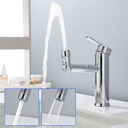 HOMELODY Wasserhahn Bad mit 2 Strahlarten Waschtischarmatur 360° Schwenkbar Mischbatterie Armatur Bad Wasserhahn Chrom Einhebelmischer Badezimmer