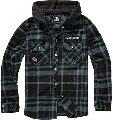 Brandit Maiden Check Shirt Hooded EDDI, color: black-gree, size: 6XL