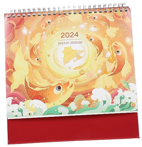 Ciieeo 2024 2022 Schreibtisch Tischkalender Klappkalender für den Schreibtisch Desktop-Kalender Bürodekoration Kalender für Zuhause Hausversorgung Papier Karpfen Notizbuch schmücken a5