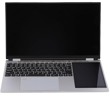 Sxhlseller 15,6 Zoll Doppelbildschirm Laptop für Windows 10 11, 5G WiFi Business Laptop mit 7 Zoll HD Touchscreen für Celeron N5105, 16 GB, Fingerabdruck Entsperrung (16 GB + 2