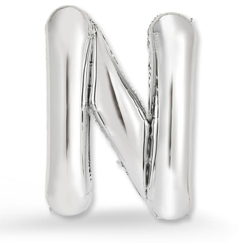 FUNXGO XXL Groß Folienballon Buchstaben N Silber -Riesen Alphabet ca. 100m - Verstärktes Material - Helium oder Luftfüllung - Perfekt für Geburtstag, Hochzeit, Party Dekoration & JGA - Ballon N Silber