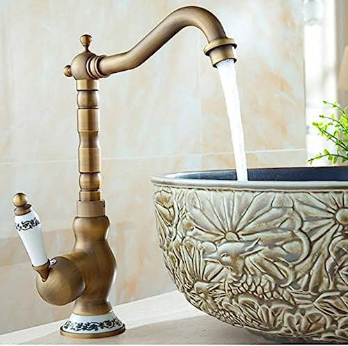 Euro Retro Antik Messing Waschbecken Wasserhahn Porzellan Keramik Einhebelmischer 360 Rotation Bad Wasserhahn