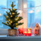 COSTWAY 60CM/90CM Pre Lit Christmas Tree, 2FT/3FT Table Top Artificial Xmas Tree with Base, LED Lights, Small Indoor Christmas Decoration and Gift (2FT, Green With 20 Lights)