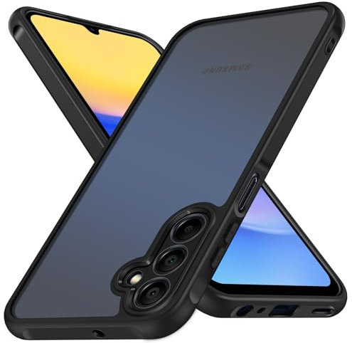 ivoler Hülle für Samsung Galaxy A15 4G / A15 5G, [Vollständiger Kameraschutz] [Militärstandard] Stoßfest Handyhülle, Matt Durchscheinende Rückseite Anti-Fingerabdruck Schutzhülle Case (Schwarz)