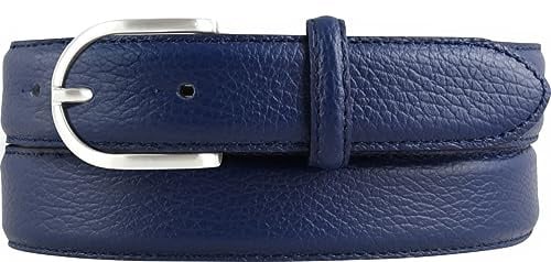 BELTINGER Italienischer Damen-Gürtel, 30 mm breit, Damen, Chinogürtel, Hosengürtel, strukturiertes Leder, Schließe Silber