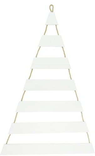 Weihnachtsbaum Adventskalender mit 24 Plätzen in weiß Deko-Holzleiter in Weihnachtsbaum-Form zum Aufhängen Tannenbaum Leiter (Weiß)