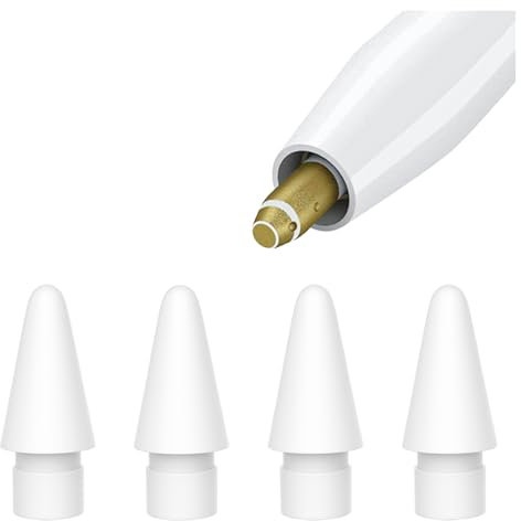 MUSMU Replacement Tips Compatible with Apple Pencil (2nd Generation)/Apple Pencil (USB-C)/Apple Pencil (1st Generation), Logitech Crayon Digital Pencil White 4 Pack