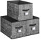 SONGMICS Aufbewahrungsbox 3er Set, zusammenklappbar, Stoffboxen aufbewahren, 50 x 30 x 30 cm, für Kleiderschrank, 2 Griffe, Etikette, für Schlafzimmer Wohnzimmer, tintenschwarz ROB450B01
