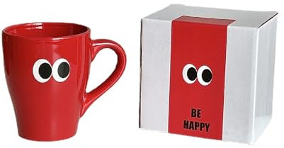 VONCYKI Big Eye Tapered Mug,Ceramic Mug,Home Table Innovative Cup Coffee Mug,Innovative Gifts Suitable for Office and Home (Red)